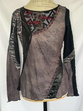 Adam Jacobs Black Geometric Blouse